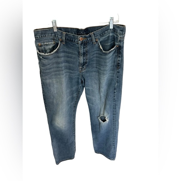 Lucky Brand Men’s 363 Vintage Straight Distressed Jeans in Blue Size 36 - Picture 7 of 11